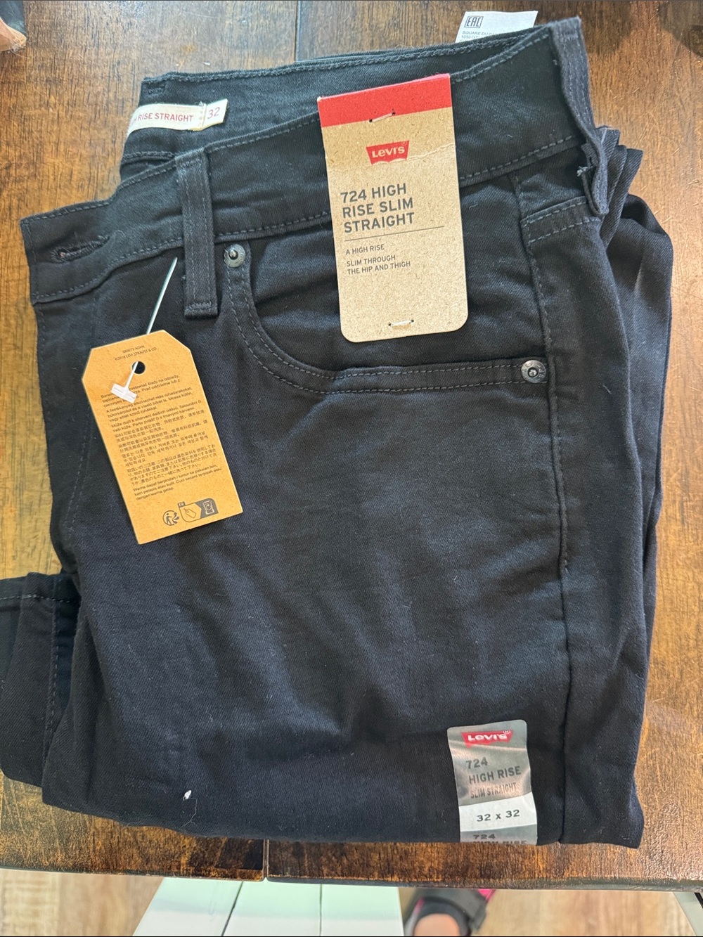 Levi's Black 724 High Rise Slim Straight Jeans